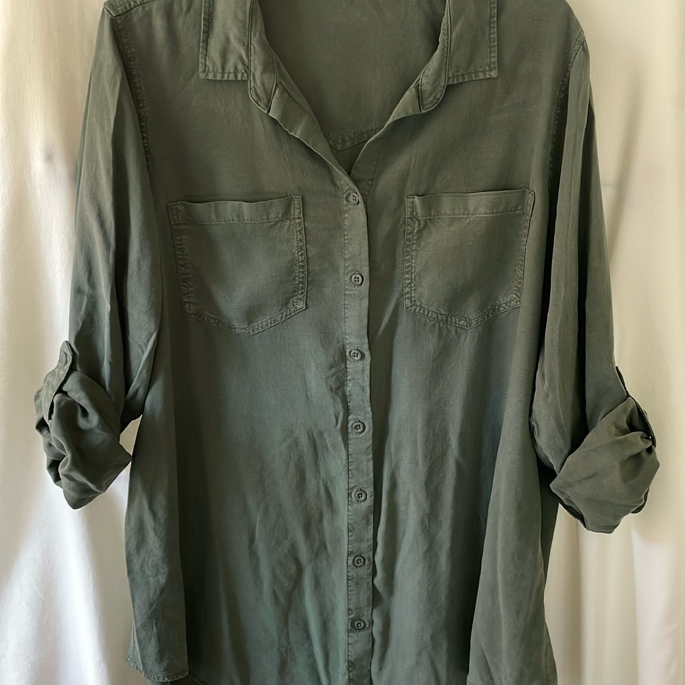 Green women’s button up shirt